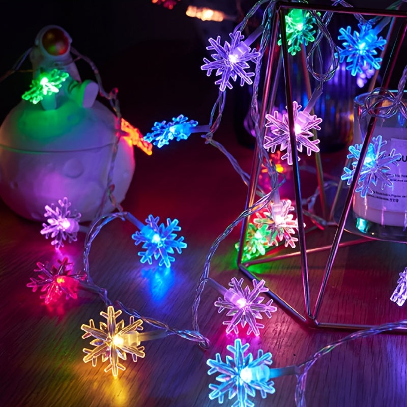 luces de cadena de copos de nieve de navidad