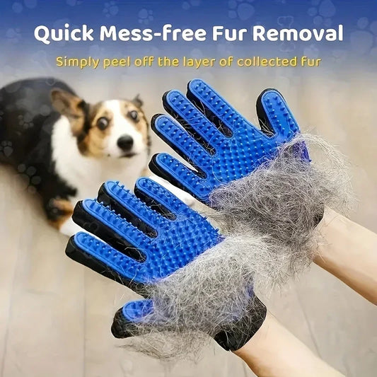 Guante Removedor de Pelos para Mascotas – Cepillo Deshedder Suave de 5 Dedos | Ideal para Perros y Gatos de Pelo Largo y Corto