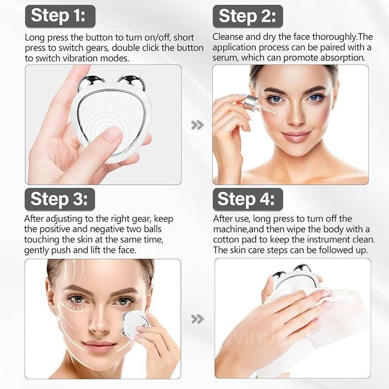 Máquina de elevación facial Masajeador rejuvenecimiento belleza, carga facial antiarrugas