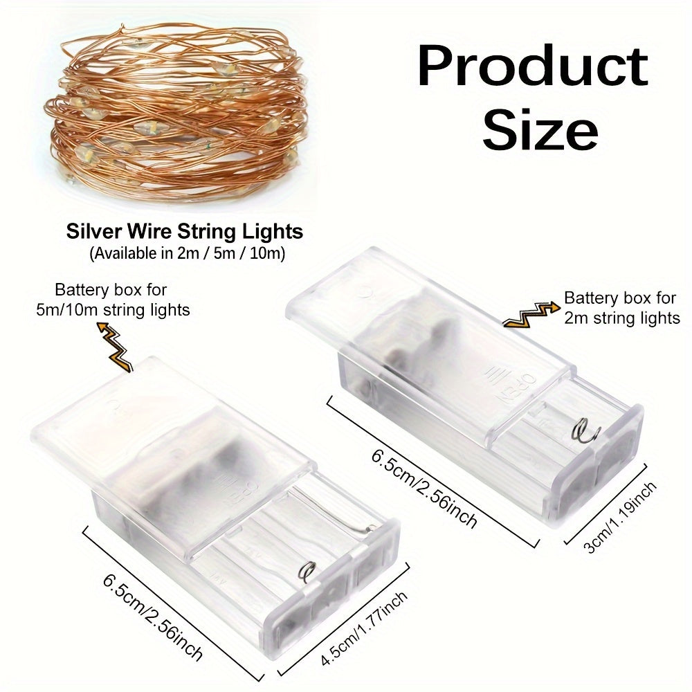 1 juego, luces LED, con caja de batería cadena de alambre de cobre