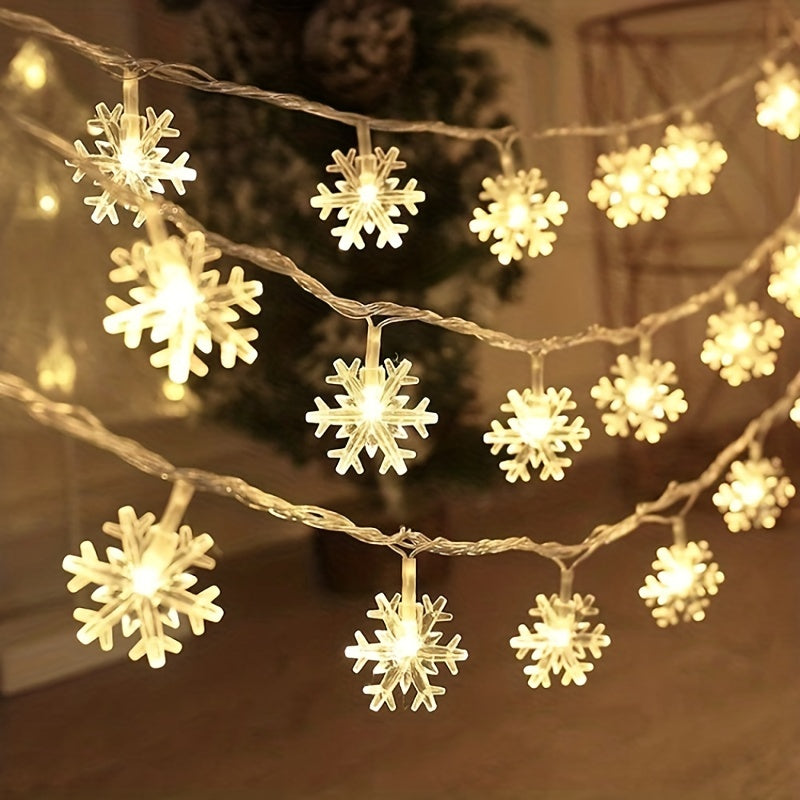 luces de cadena de copos de nieve de navidad